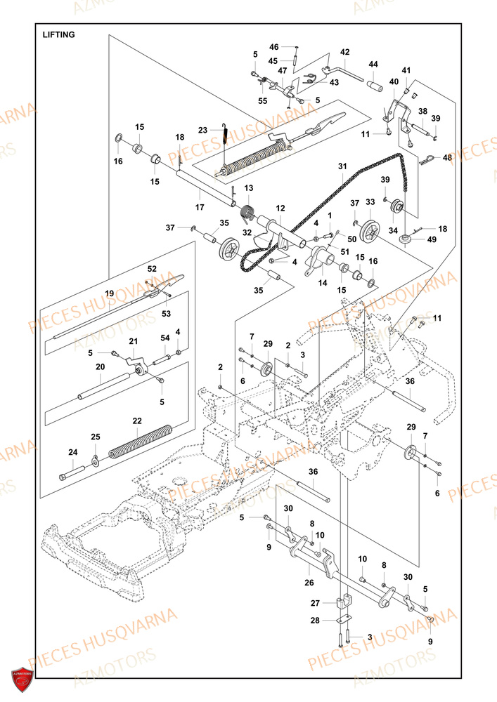 Levage De Tondeuse Levage De Carter AZMOTORS PIECES TONDEUSE AUTOPORTEE R 418TSX AWD HUSQVARNA