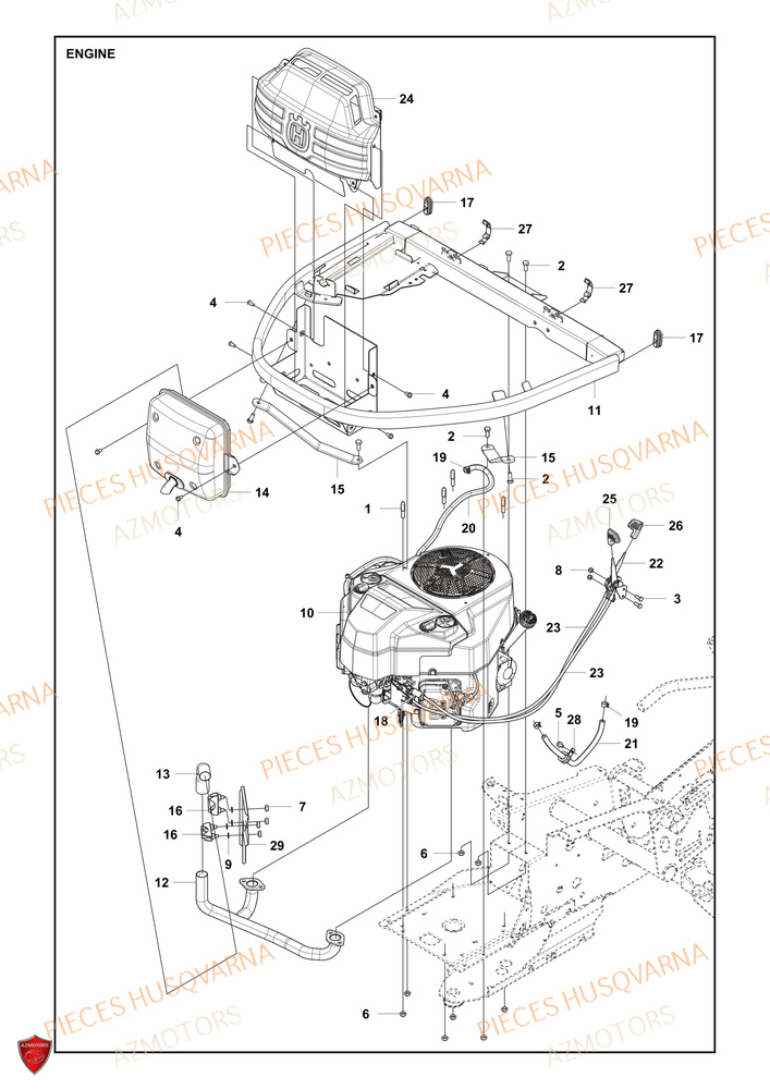 Moteur AZMOTORS PIECES TONDEUSE AUTOPORTEE R 418TSX AWD HUSQVARNA