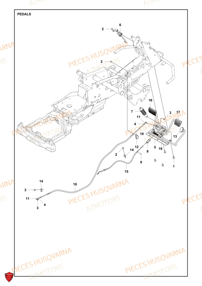 Pedales AZMOTORS PIECES TONDEUSE AUTOPORTEE R 418TSX AWD HUSQVARNA