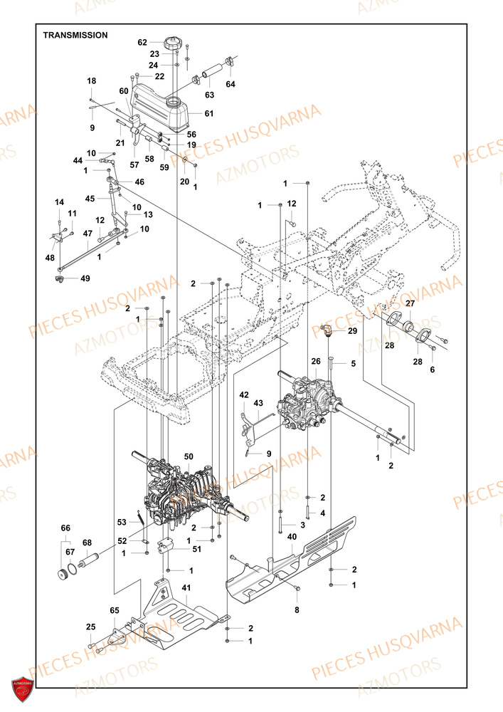 Transmission AZMOTORS PIECES TONDEUSE AUTOPORTEE R 418TSX AWD HUSQVARNA