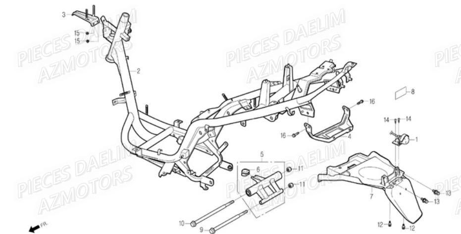 Chassis DAELIM Pièces Scooter DAELIM S-FIVE 50cc 2T (2008)
