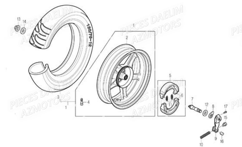 ROUE ARRIERE DAELIM S FIVE 2008