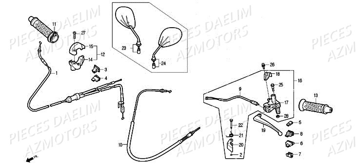 Cables Retroviseurs DAELIM Pièces Scooter DAELIM S-FIVE 50cc 4T (2009)
