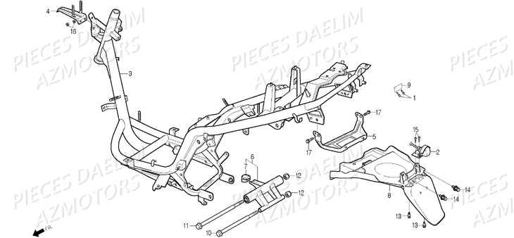 Cadre Chassis DAELIM Pièces Scooter DAELIM S-FIVE 50cc 4T (2009)
