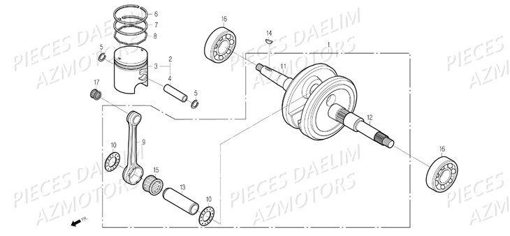 Piston Vilebrequin DAELIM Pièces Scooter DAELIM S-FIVE 50cc 4T (2009)
