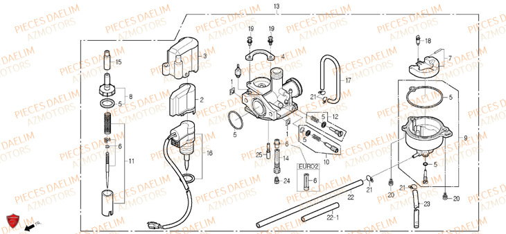 Carburateur DAELIM Pièces Scooter DAELIM S-FIVE SPORT 50cc 4T
