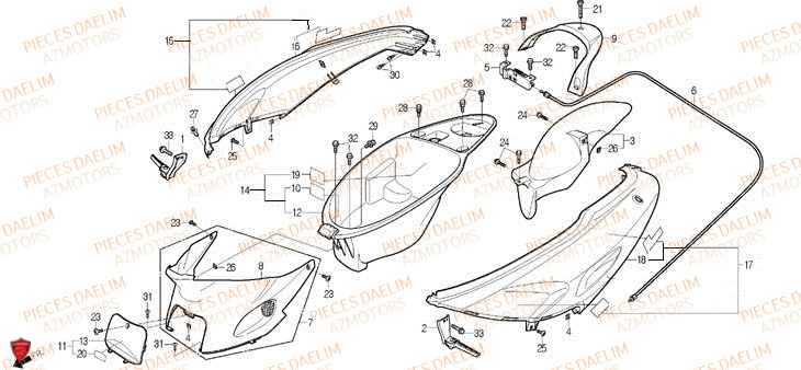 Carenages Arriere DAELIM Pièces Scooter DAELIM S-FIVE SPORT 50cc 4T
