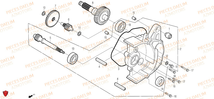 Carter De Transmission DAELIM Pièces Scooter DAELIM S-FIVE SPORT 50cc 4T
