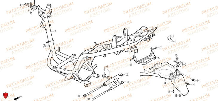 Chassis DAELIM Pièces Scooter DAELIM S-FIVE SPORT 50cc 4T
