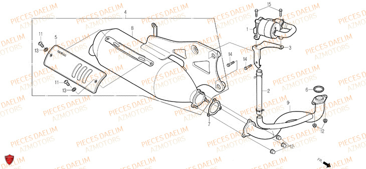 Echappement DAELIM Pièces Scooter DAELIM S-FIVE SPORT 50cc 4T
