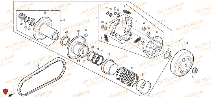 Embrayage DAELIM Pièces Scooter DAELIM S-FIVE SPORT 50cc 4T
