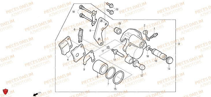 Etrier Frein Avant DAELIM Pièces Scooter DAELIM S-FIVE SPORT 50cc 4T
