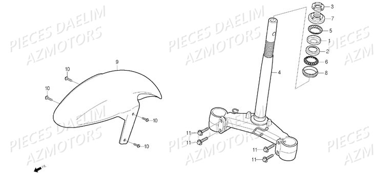 GARDE_BOUE_AVANT_TE_DE_FOURCHE DAELIM Pièces Scooter DAELIM S-FIVE SPORT 50cc 4T