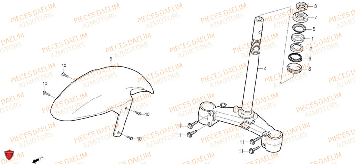 Garde Boue Te De Fourche DAELIM Pièces Scooter DAELIM S-FIVE SPORT 50cc 4T
