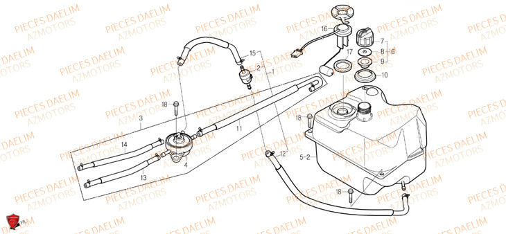 Reservoir A Carburant DAELIM Pièces Scooter DAELIM S-FIVE SPORT 50cc 4T
