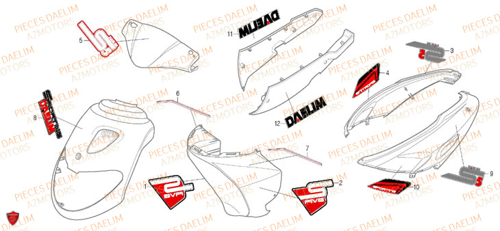 Stickers DAELIM Pièces Scooter DAELIM S-FIVE SPORT 50cc 4T
