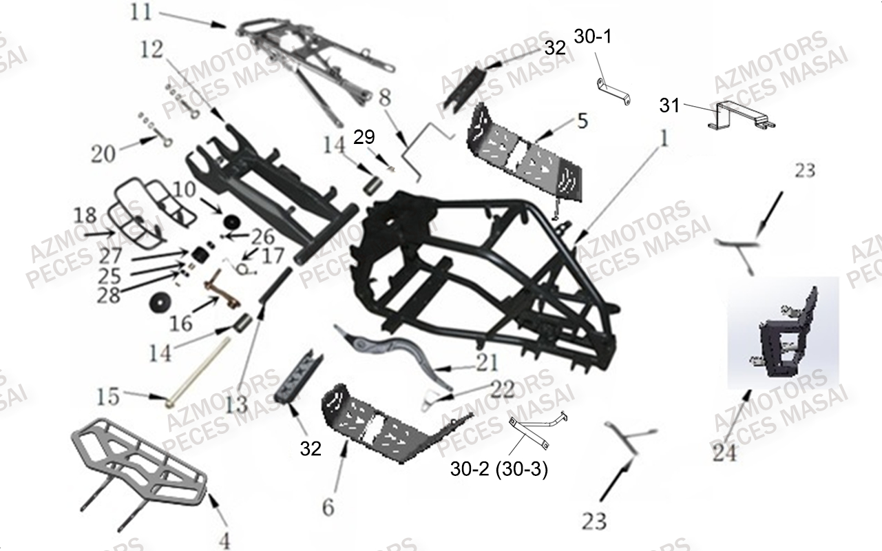 Chassis MASAI Pièces Quad S110