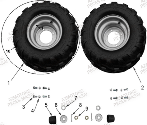 ROUES ARRIERE AZMOTORS S110