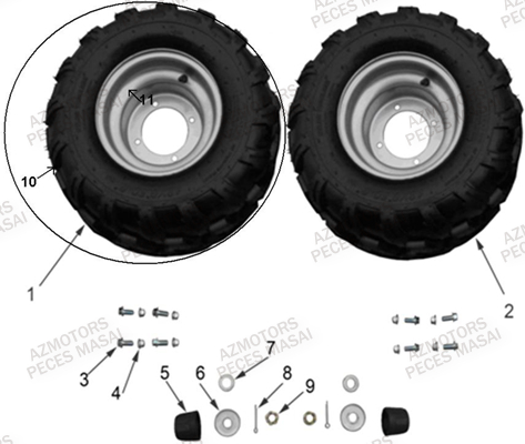 Roues Arriere MASAI Pièces Quad S110