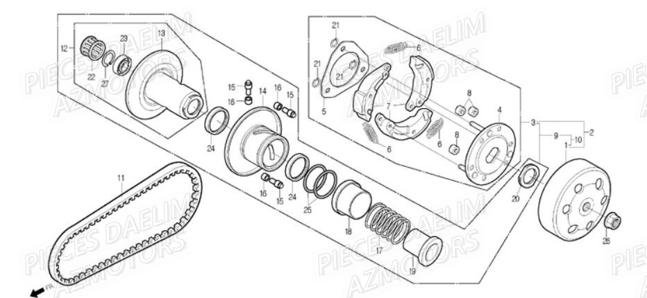 Embrayage DAELIM Pieces Scooter DAELIM S1 Injection 125cc