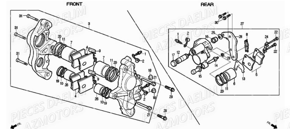 Etrier De Frein DAELIM Pieces Scooter DAELIM S1 Injection 125cc