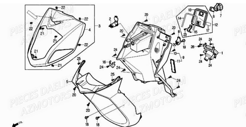 Face Avant DAELIM Pieces Scooter DAELIM S1 Injection 125cc