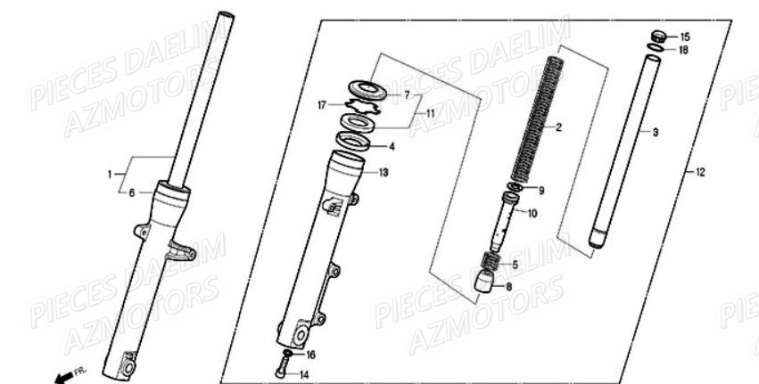 Fourche DAELIM Pieces Scooter DAELIM S1 Injection 125cc