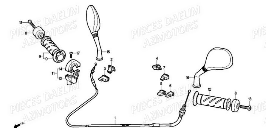 POIGNEE CAOUTCHOUC GAUCHE DAELIM (Dernieres pieces disponible) pour RETROVISEUR de S1 125 INJECTION