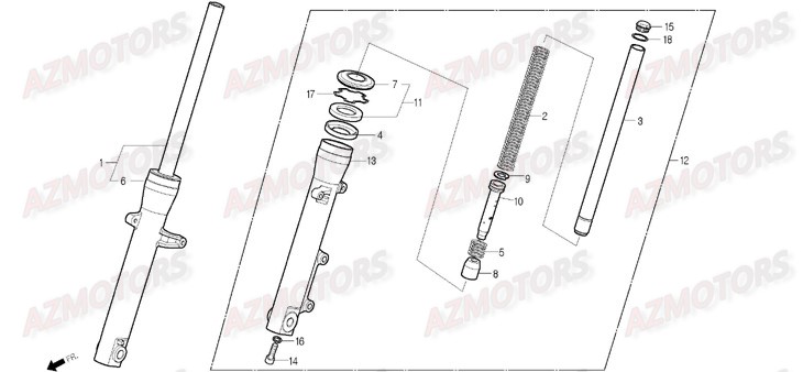 Fourche DAELIM Pieces Scooter DAELIM S1 Injection 125cc (2009)