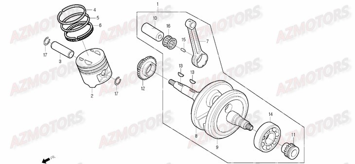 Piston Vilebrequin DAELIM Pieces Scooter DAELIM S1 Injection 125cc (2009)