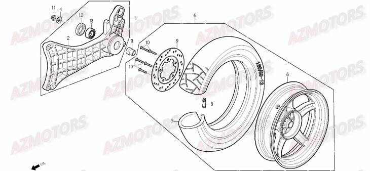 Roue Arriere DAELIM Pieces Scooter DAELIM S1 Injection 125cc (2009)