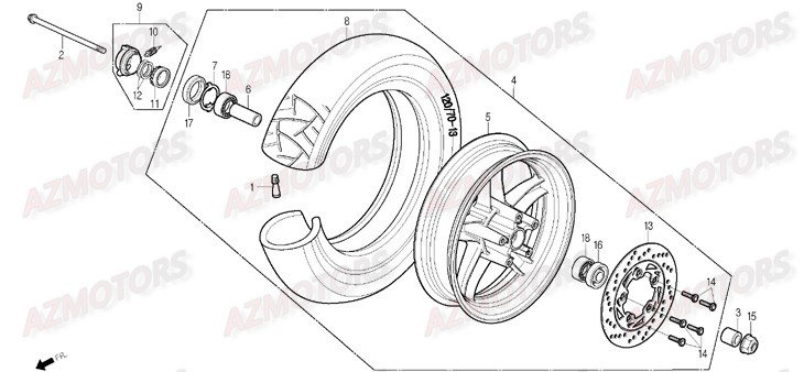 Roue Avant DAELIM Pieces Scooter DAELIM S1 Injection 125cc (2009)