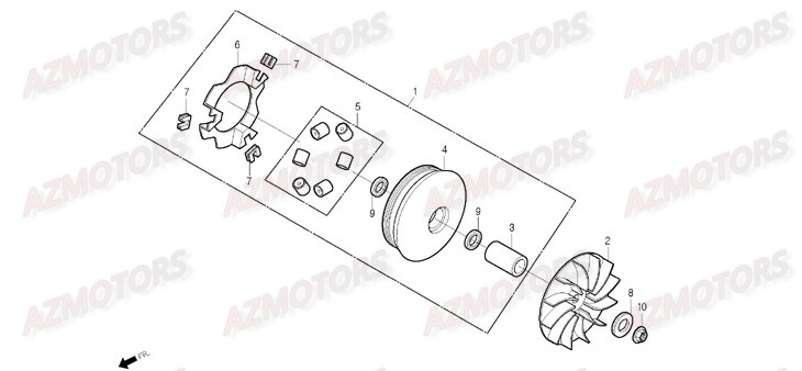 Variateur DAELIM Pieces Scooter DAELIM S1 Injection 125cc (2009)