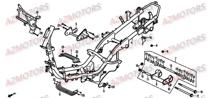 Chassis DAELIM Pièces Scooter DAELIM S2 Carbu 125cc
