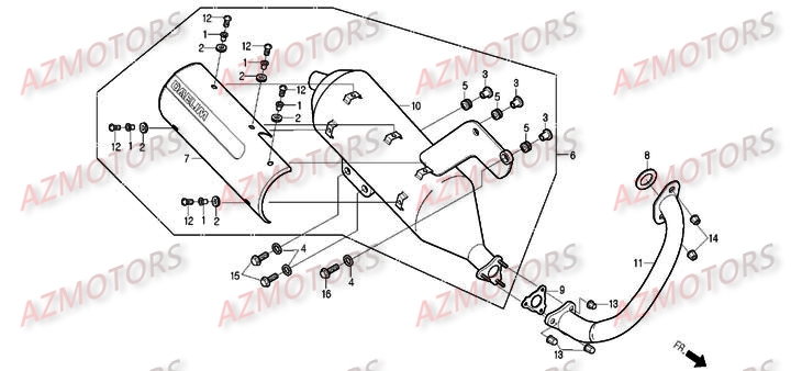 Echappement DAELIM Pièces Scooter DAELIM S2 Carbu 125cc
