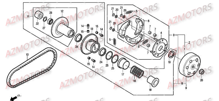 Embrayage DAELIM Pièces Scooter DAELIM S2 Carbu 125cc
