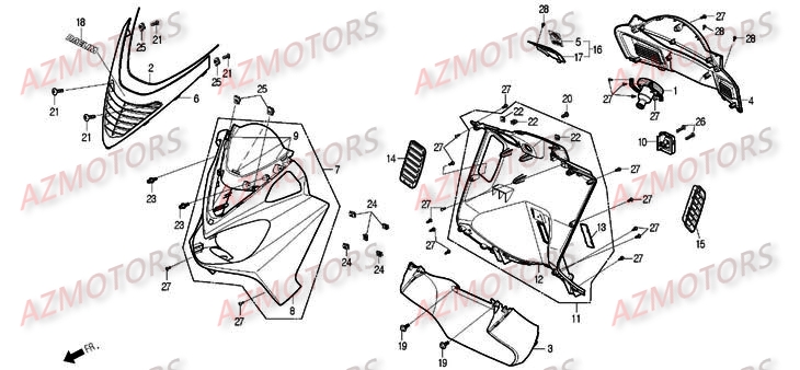 Face Avant DAELIM Pièces Scooter DAELIM S2 Carbu 125cc
