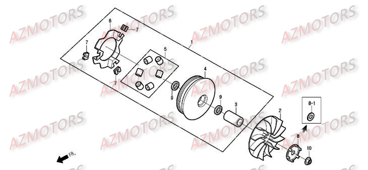 Variateur DAELIM Pièces Scooter DAELIM S2 Carbu 125cc
