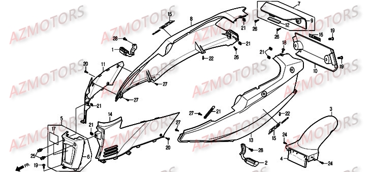 Carenage Arriere DAELIM Pièces Scooter DAELIM S2 Injection 125cc
