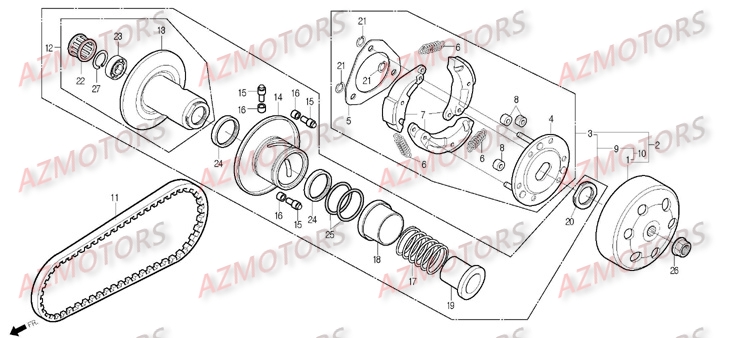 Embrayage DAELIM Pièces Scooter DAELIM S2 Injection 125cc
