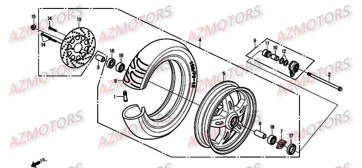 Roue Avant DAELIM Pièces Scooter DAELIM S2 Injection 125cc
