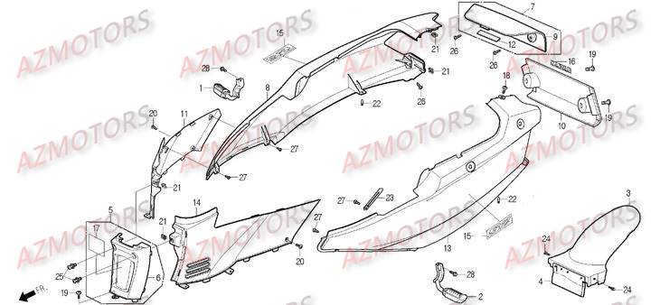 FLANC ARIERE GAUCHE ROUGE S2 125 DAELIM (derniere pieces dispo) pour CARENAGE ARRIERE de S2 125 INJECTION 09