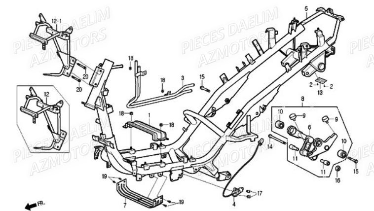 Chassis DAELIM Pièces Scooter DAELIM S2 250cc
