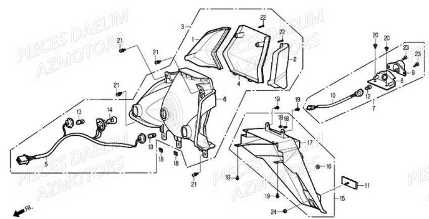 SUPPORT DAELIM (Dernières pièces disponibles) pour FEU ARRIERE de S2 250