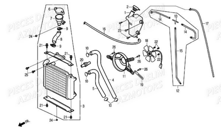 Radiateur DAELIM Pièces Scooter DAELIM S2 250cc
