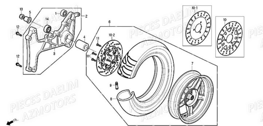 Roue Arriere DAELIM Pièces Scooter DAELIM S2 250cc
