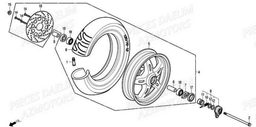 Roue Avant DAELIM Pièces Scooter DAELIM S2 250cc
