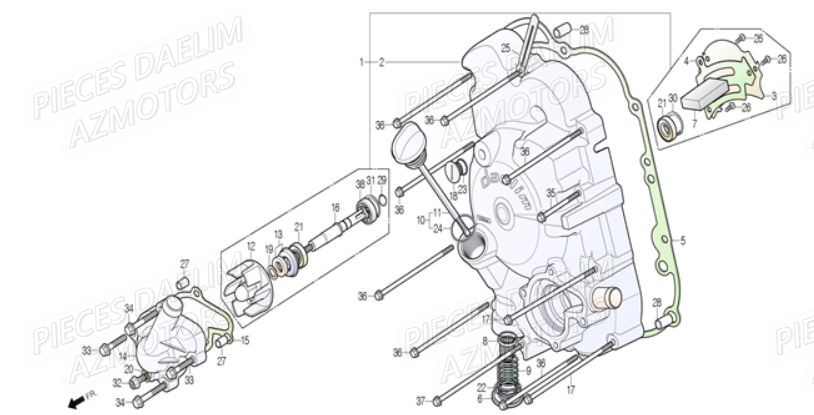 CARTER_DROIT DAELIM Pièces Scooter DAELIM S3 300cc ABS EU4