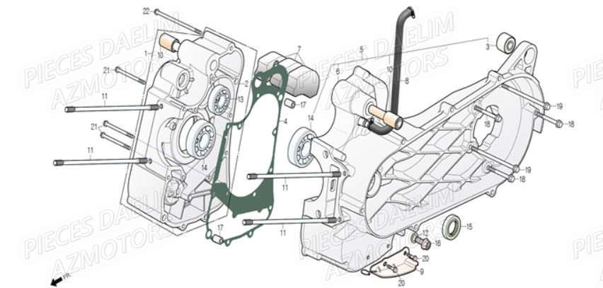 Carter Moteur DAELIM Pièces Scooter DAELIM S3 300cc ABS EU4
