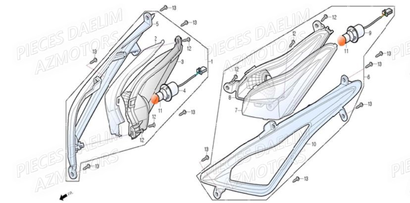 Clignotant Avant DAELIM Pièces Scooter DAELIM S3 300cc ABS EU4
